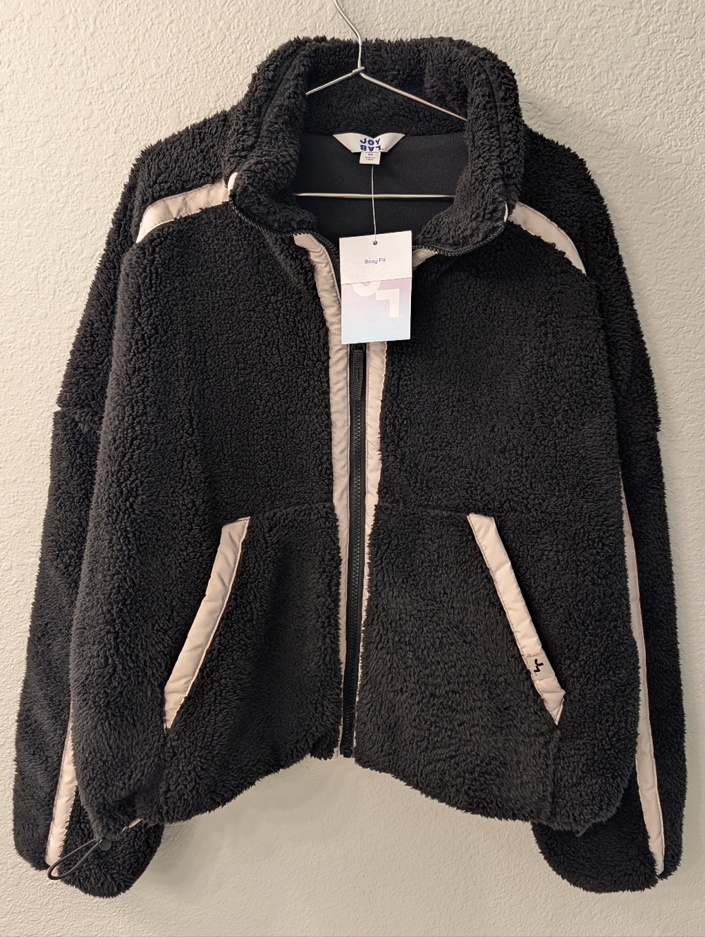 JoyLab Boxy Fit Cropped Sherpa Fleece Jacket Size Medium NWT